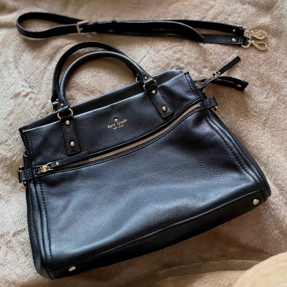 Kate Spade Black Satchel with Gold Accents